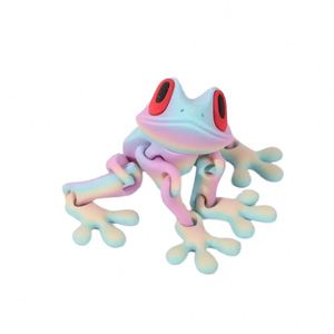 Figurines de grenouilles multicolores en PLA imprimées en 3D transfrontalières, ornements créatifs articulés en forme d'animaux pour cadeaux, jouets amusants pour activités - Product Image 4