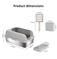 Kotak Pasir Kucing Stainless Steel dengan Tutup, Wadah Dalam, Ukuran Ekstra Besar