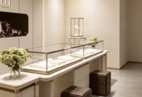 Comptoir de présentation de bijoux de luxe, vitrine de bijouterie, design pour magasin de bijoux en détail