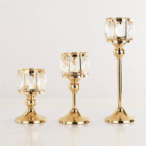 Vintage Exquisite <strong>Tealight</strong> Candle <strong>Holders</strong> Small Size Golden Crystal Candelabra Sets for Home Candlelight Dinner New Year - Product Image 2