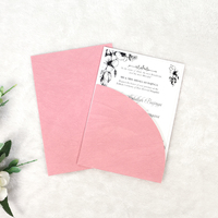 Pochette en velours texturé rose, enveloppe transparente en acrylique pour invitation de mariage, carte en acrylique transparente 5*7 pouces