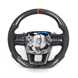 Volant sport en cuir et fibre de carbone pour Toyota Land Cruiser LC79 LC76 LC70 LC300 2008-2021, style <span class=keywords><strong>GR</strong></span> Sport, noir - Product Image 1