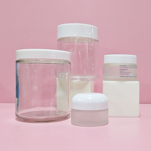 Customized Logo 20g/30g Eye Cream <b>Packaging</b> Transparent <b>Glass</b> Jar With Gold Screw Cap Cosmetic Lotion Round Jar - Product Image 4
