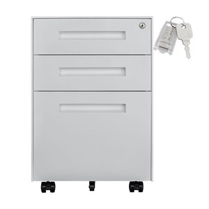 ตู้เก็บเอกสารโลหะ3ลิ้นชักขนาดเล็กสีขาวแบบพกพาปรับได้ทันสมัยสำหรับสำนักงานและโรงเรียน - Product Image 1