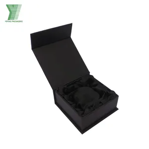 Mat siyah özelleştirilmiş beyaz damgalama logosu saten bez içinde mücevherat ambalaj kutusu bilezik kağıt mücevher kutusu