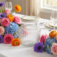 Pot à bonbons et biscuits en verre côtelé transparent, rangement de cuisine, décoration de mariage et de fête, sans BPA, écologique, préservation de la fraîcheur