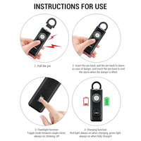 Alarme de sécurité personnelle rechargeable, porte-clés, lumière LED, mini dispositif d'autodéfense pour femmes, étudiants, promenades en plein air