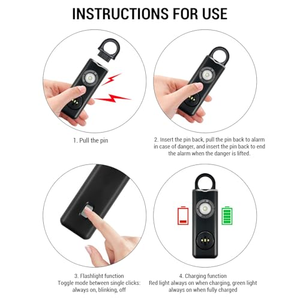 Rechargeable Personal <b>Safety</b> Alarm <b>Keychain</b> LED Light Mini Self Defense Device for Women Students Outdoor Walking - Product Image 5