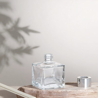 Bouteilles diffuseurs en verre carrées courtes personnalisées en usine, de 50 ml à 300 ml, récipients d'aromathérapie, logo et couleur personnalisables