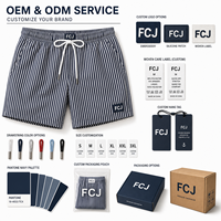 Shorts de bain rayés marine pour hommes, séchage rapide, avec doublure de compression, fabrication OEM, marque privée