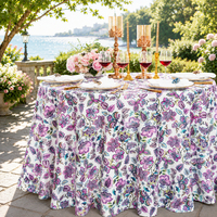 Nappe ronde florale personnalisée de 132 pouces en tissu premium pour la maison, l'hôtel, la cuisine, les fêtes et les événements, en faux lin