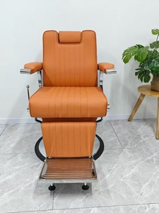 Antique Style Ergonomic Reclining Height <b>Adjustable</b> 360 Degree Swivel Stainless Steel Frame Barber Chair Heavy-Duty Hydraulic - Product Image 2