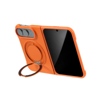 Funda de Cuero para Teléfono con Soporte Metálico Giratorio de 360 Grados, Antigolpes y Anti-caídas para iPhone 18 Duo con Película de Vidrio Templado