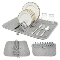 Tapis et support de séchage 2-en-1 super absorbants pour vaisselle, assiettes, casseroles, bols, ustensiles de cuisine et légumes