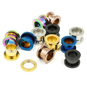 Grosir 1.6-22mm baja tahan karat tebal telinga terowongan perpanjangan secara eksternal berulir tubuh tindik perhiasan bedah Baja Batu - Product Image 3