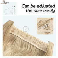Sarla — Extension capillaire synthétique Blonde sans clips, faux cheveux naturels ombrés longs et lisses pour femmes