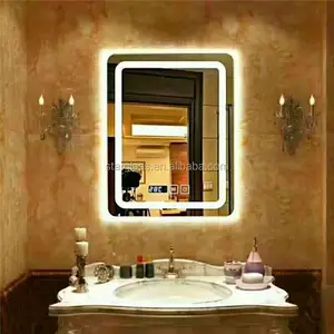Moderno hogar montado en la pared iluminado inteligente LED iluminación baño espejo decorativo baño espejo