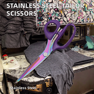 Ciseaux de tailleur industriels en acier inoxydable pour droitiers, OEM, à bord lisse, pour bricolage domestique, couture de tissus, poignée en plastique noir - Product Image 2