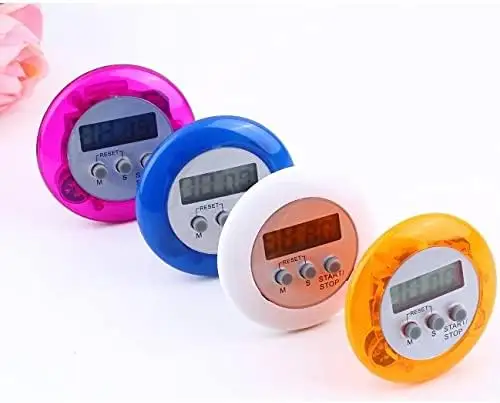 Hitung mundur Alarm memasak Digital LCD, dudukan belakang magnetik bulat, Timer Alarm memasak, hitung mundur, dapur