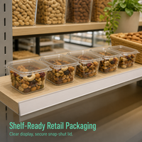 Voedselveilige PET-plastic vochtbestendige bewaardoos voor noten, gedroogd fruit, supermarkt clamshell snackverpakking