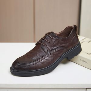 Chaussures habillées carrées en cuir à lacets de haute qualité pour hommes, tendance, formelles, faites à la main, antidérapantes, pour le dropshipping et la vente en gros - Product Image 6
