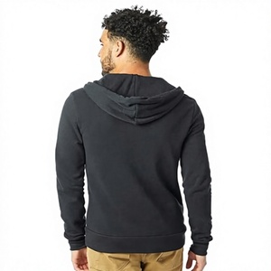 Sweat à capuche zippé noir pour homme, coupe classique, couleur unie, décontracté, pour l'automne, 100 % coton, tissu molletonné respirant, avec poches, Beazer - Product Image 5