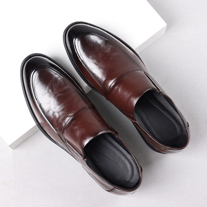 Chaussures habillées en cuir véritable pour hommes, à enfiler, bout pointu, souples, pour mariage, affaires, automne, noir uni, tenue formelle - Product Image 3