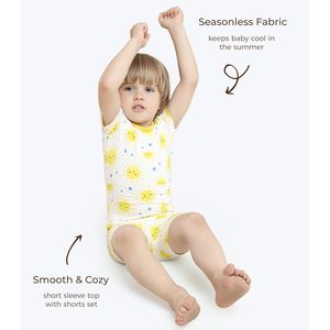 Ensemble de vêtements d'été pour tout-petits unisexe en coton de bambou à manches courtes avec short, respirant, protection solaire - Product Image 4