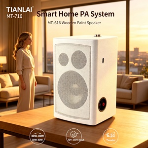 Haut-parleur mural en bois MT-716 de 6,5 pouces, 30-40W, 70-110V, système de sonorisation à tension constante, haut-parleur mural - Product Image 1