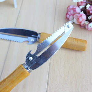 Pelador multifuncional 3 en 1 con mango de madera, cuchillo pelador de patatas con mango de madera, cabeza redonda - Product Image 5