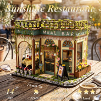Puzzle Kayu 3D Tema Kafe Nyaman Bergaya Vintage, Kerajinan Arsitektur, Hadiah DIY, Miniatur Diorama, Kit Sudut Buku