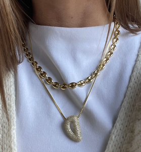 Collier <span class=keywords><strong>chaîne</strong></span> à maillons en forme <span class=keywords><strong>de</strong></span> <span class=keywords><strong>grain</strong></span> <span class=keywords><strong>de</strong></span> <span class=keywords><strong>café</strong></span> en <span class=keywords><strong>or</strong></span> 18 carats plaqué <span class=keywords><strong>or</strong></span>, bijoux hip-hop, imperméable, cadeau pour femmes et hommes, vente en gros - Product Image 2