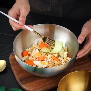 Tazón de Acero Inoxidable Dorado y Plateado para Ensaladas, Fideos, Lamian, Vajilla de Cocina, Contenedor de Alimentos - Product Image 2