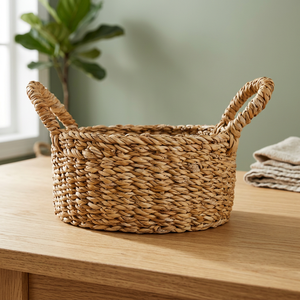 Natural Seagrass <b>Storage</b> <b>Basket</b> <b>Rectangle</b> With Handles Rustic Multi-Purpose <b>Storage</b> <b>Baskets</b> - Product Image 4