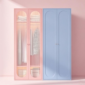 Armoire en bois massif colorée et personnalisable pour enfants avec portes coulissantes, idéale pour la chambre d'enfant, meubles de chambre à coucher - Product Image 5
