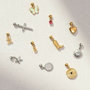 Luckyjiu Tự Làm Đồ Trang Sức Tùy Chỉnh Không Thấm Nước Làm xỉn Miễn Phí Không Dị ứng 18K Mạ Vàng Thép Không Gỉ Zircon Thiết Kế Quyến Rũ của Riêng Bạn - Product Image 2