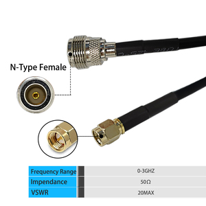 Cable Coaxial de Alta Precisión con Longitud Personalizable, Conector N Hembra a SMA Macho, Niquelado, Pigtail <span class=keywords><strong>RG</strong></span> <span class=keywords><strong>58</strong></span> <span class=keywords><strong>U</strong></span>-500HM - Product Image 1