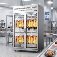 Armoire de séchage professionnelle en acier inoxydable, à refroidissement par air, à contrôle numérique, sans givre, pour peau de canard croustillante, 2 portes, 6 étagères, pour canard rôti
