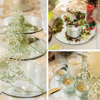Plateau miroir rond plaques de fond en acrylique plaque à bougie pour restaurant centre de table de mariage décor de fête de noël