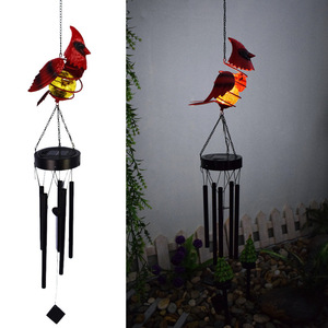 Campana de Viento Solar con Forma de Pájaro Cardenal, Lámpara Decorativa LED para Jardín, Lámpara de Hierro con Energía Solar para Paisajes - Product Image 2