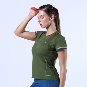 Secado rápido <span class=keywords><strong>de</strong></span> cuello redondo <span class=keywords><strong>verde</strong></span> chicas <span class=keywords><strong>verde</strong></span> gimnasio <span class=keywords><strong>camiseta</strong></span> para las mujeres - Product Image 4
