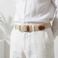 Ceinture de golf en gros pour hommes, en sangle tressée solide, élastique extensible, avec boucle ardillon en laiton, en cuir véritable, 48 pouces