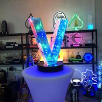 Fiesta TOP Ventas calientes Grandes Led Acrílico Flash Letras 3D Acrílico Luminoso Blanco Azul Verde Rojo Letrero de neón Luces LED Signo Favor DJ