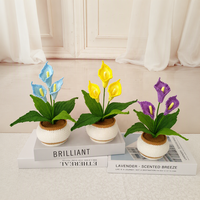 Plante en pot de lys calla crochetée à la main, fil à broder de qualité supérieure, fleur artificielle, cadeau de déménagement, décoration intérieure, ornement de fête