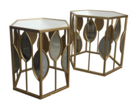 Tables Console modernes et élégantes à cadre en métal doré Décor de feuilles Nidification pour le salon Maison Bar pour hôtels Meubles élégants