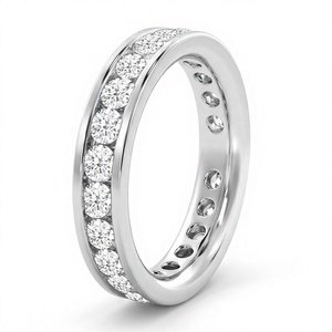 Anillo Apilable de Eternidad con Diamantes Cultivados en Laboratorio, Corte Brillante Redondo, Engastado en Canal, Chapado en Oro de 18K y 14K, Anillo de Diamantes Cultivados en Laboratorio VVS - Product Image 1