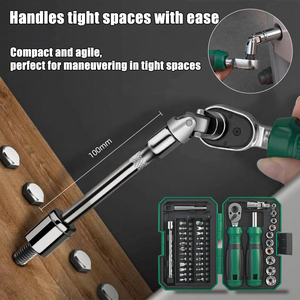 Juego de 40 Llaves de Trinquete Dobles con Juego de Puntas para Destornillador, Estuche Rígido, Caja de Herramientas para Reparaciones Automotrices - Product Image 6
