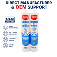 Sealant Silikon Asetat Sanitasi Anti Jamur Tahan Suhu Tinggi untuk Pasar Dubai UAE, Kemasan Kartrid 300ml