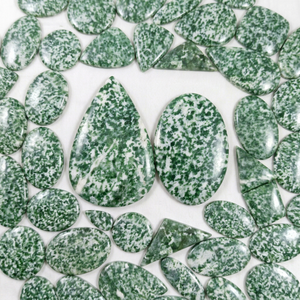 Wholesale Natural Green Dot Jade Cabochon Mix Size Loose Gemstone for Making Jewelry - Product Image 1
