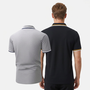 Men's Short Sleeve for Shirt Solid Color Cotton Knitted Breathable Casual Regular Fit <b>Black</b> Gray Polyester/Cotton Front Logo - Product Image 6